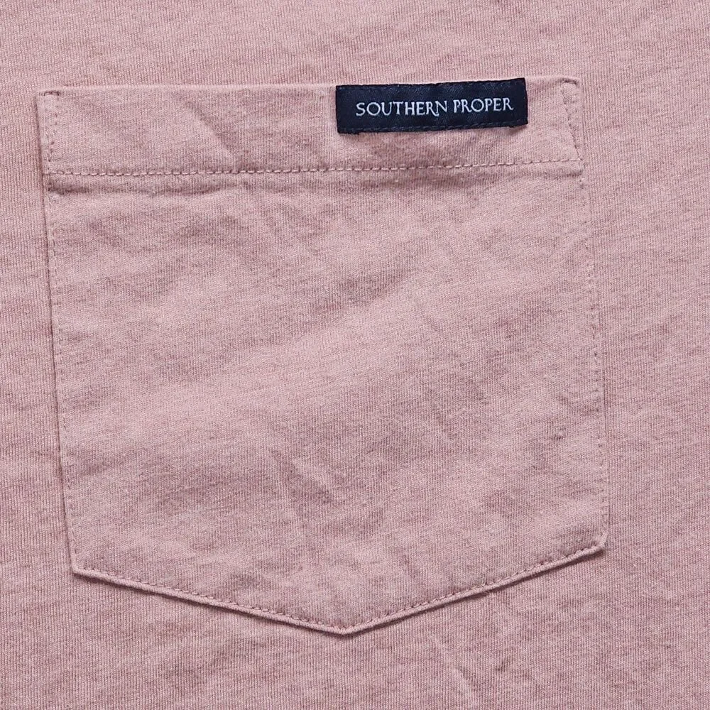 Southern Proper Hooded Long Sleeve Tee XXL Muscadine Pink Peach Pocket Logo 50/5